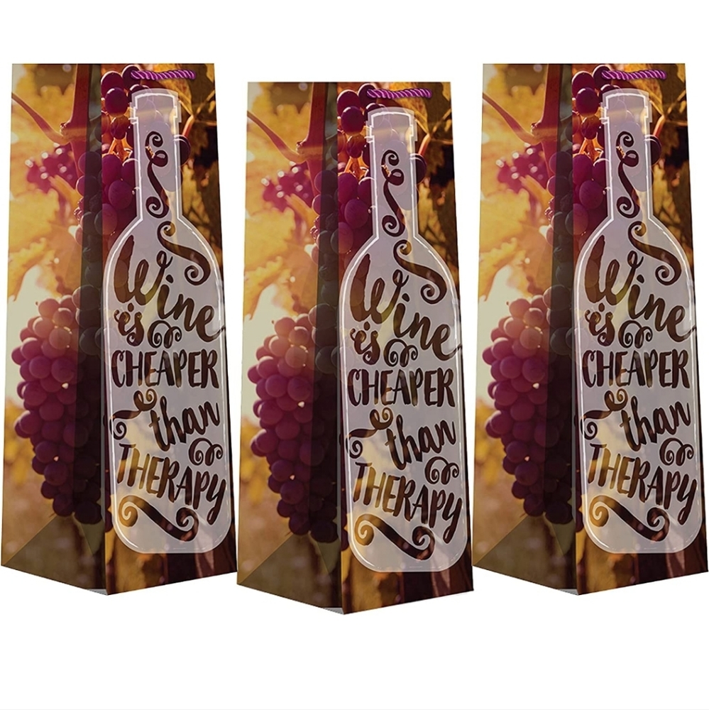 Jillson Roberts Humorous Wine Gift Bags 3 pack